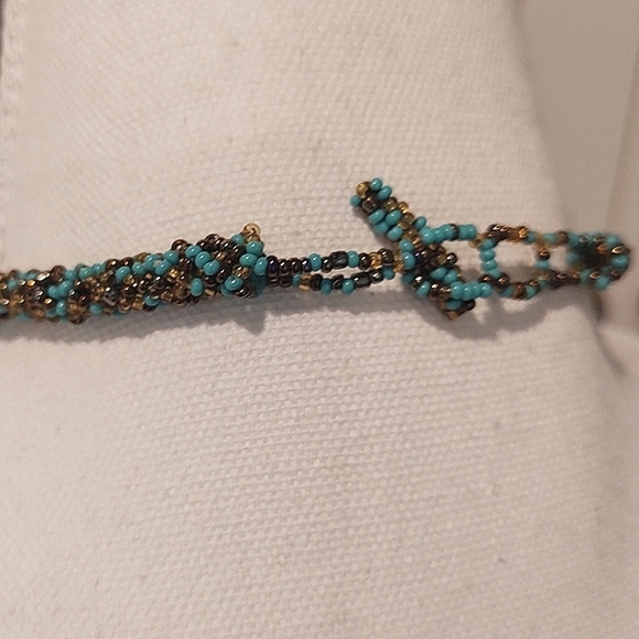Multi Strand Handmade Turquoise and Bronze Beaded Necklace - Picture 6 of 12
